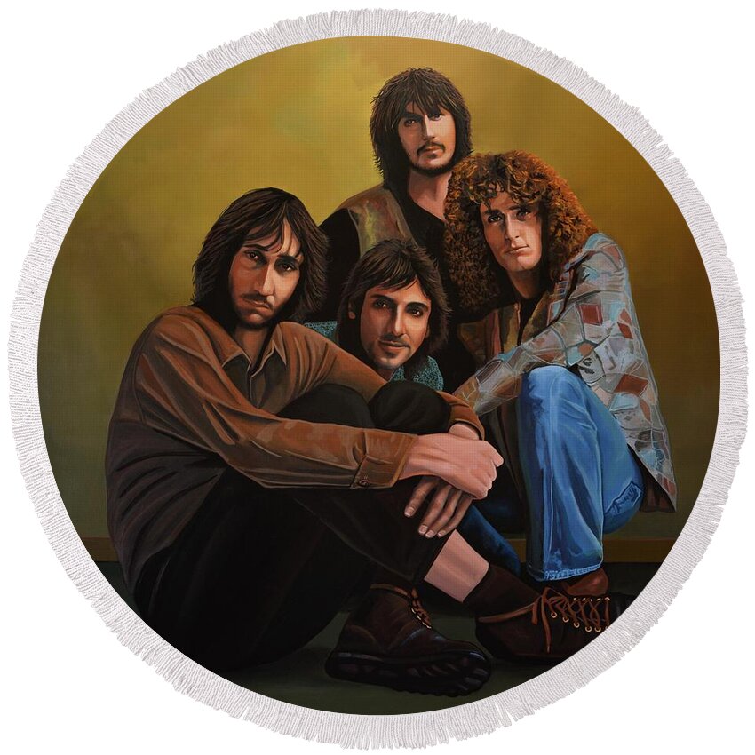 The Who Round Beach Towel featuring the painting The Who by Paul Meijering