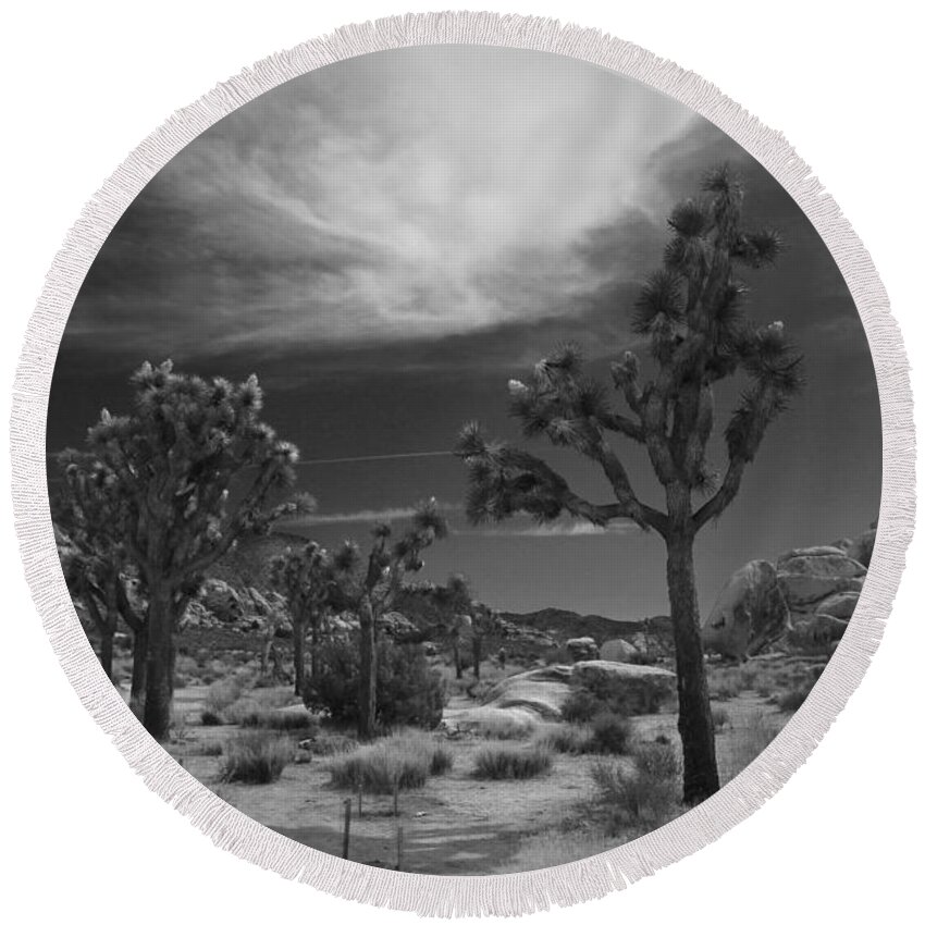 Joshua Tree National Park Round Beach Towel featuring the photograph There Will Be a Way by Laurie Search