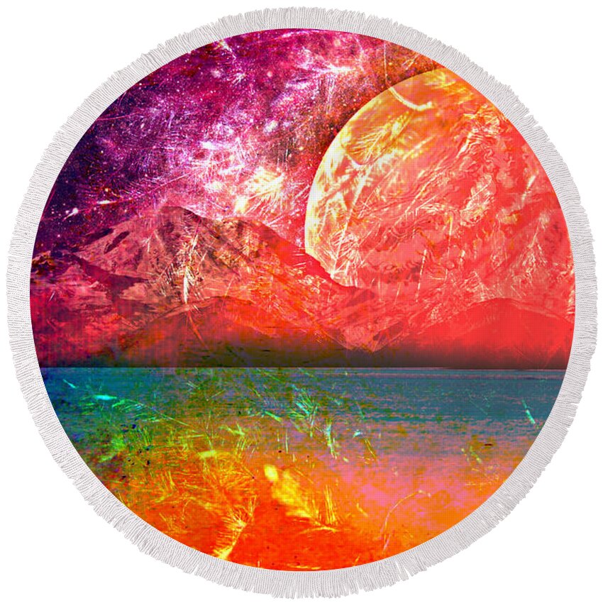 Fantasy Round Beach Towel featuring the painting Through Other Eyes by Ally White