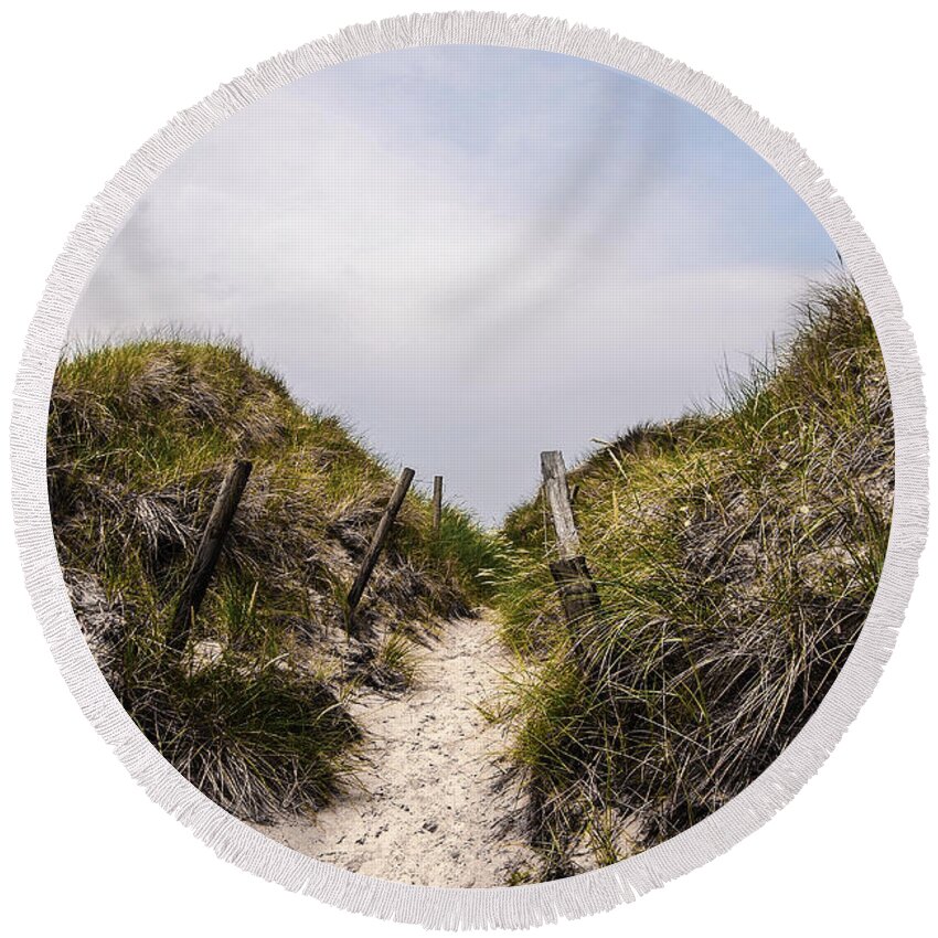 Beach Round Beach Towel featuring the photograph Through the Dunes by Hannes Cmarits