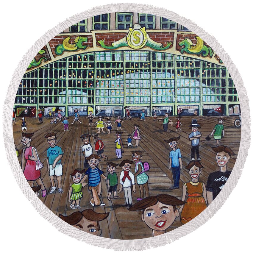 Asbury Park Round Beach Towel featuring the painting Tillie is Everyone by Patricia Arroyo