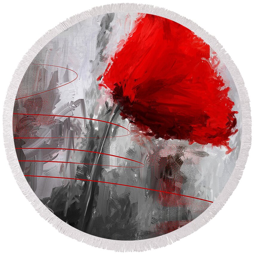 Poppies Round Beach Towel featuring the digital art Tint Of Red by Lourry Legarde