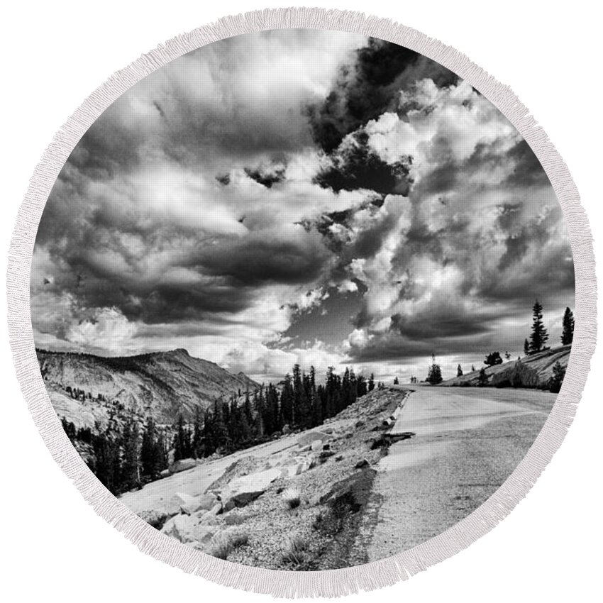 Road Round Beach Towel featuring the photograph Tioga Pass by Cat Connor