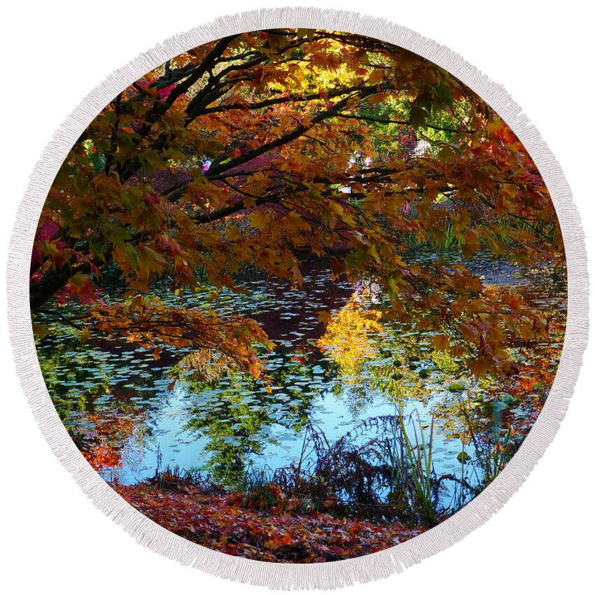 Autumn Round Beach Towel featuring the photograph Titania's Bower by Connie Handscomb