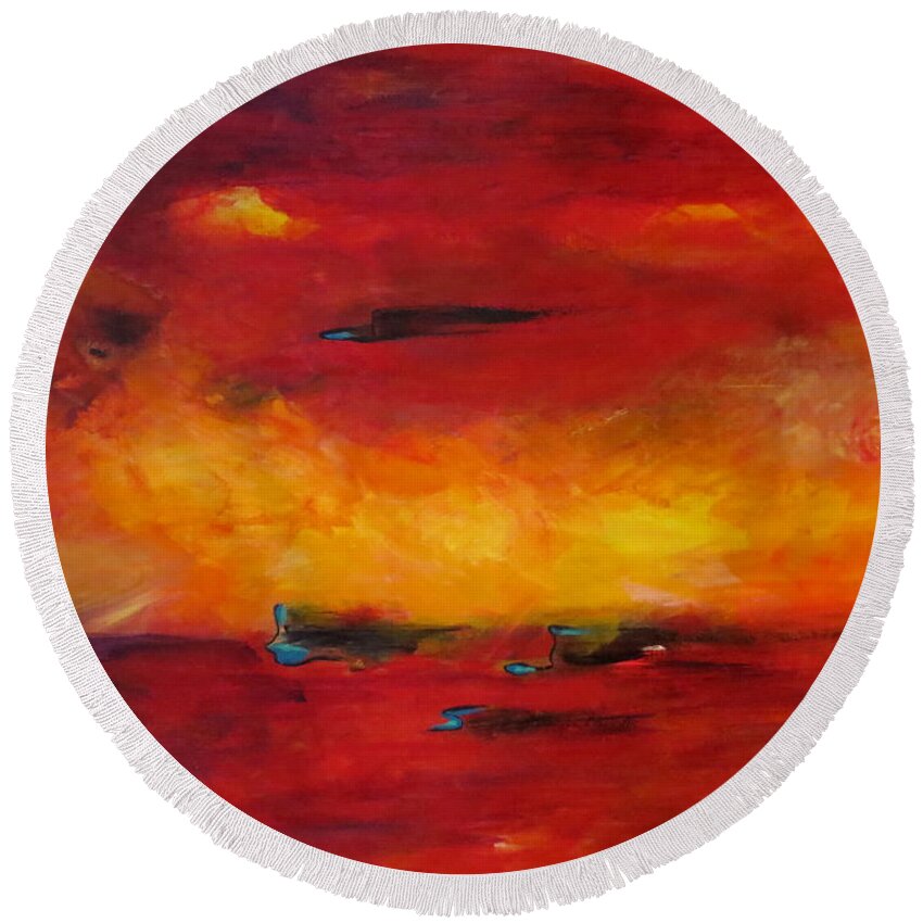 Large Round Beach Towel featuring the painting Too Enthralled by Soraya Silvestri