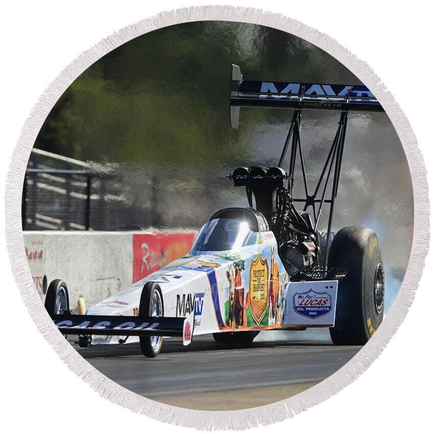 Car Round Beach Towel featuring the photograph Top Fuel Dragster by Gianfranco Weiss