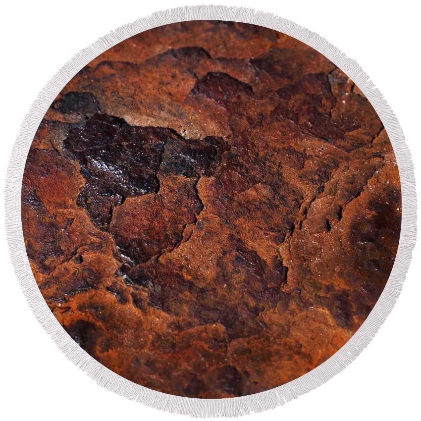 Rust Round Beach Towel featuring the photograph Topography of Rust by Rona Black