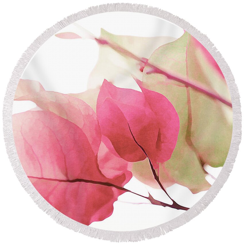 Bougainvillea Round Beach Towel featuring the photograph Touch Of Pink Bougainvillea by Fraida Gutovich