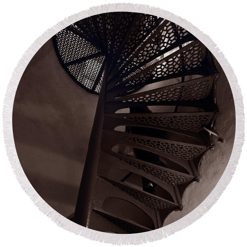 Little Round Beach Towel featuring the photograph Tower Stairs by Steve Gadomski
