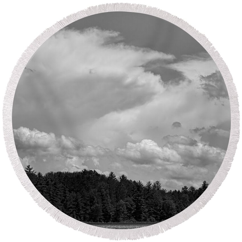 Buck Lake Round Beach Towel featuring the photograph Towering Clouds Over Buck Lake by Dale Kauzlaric