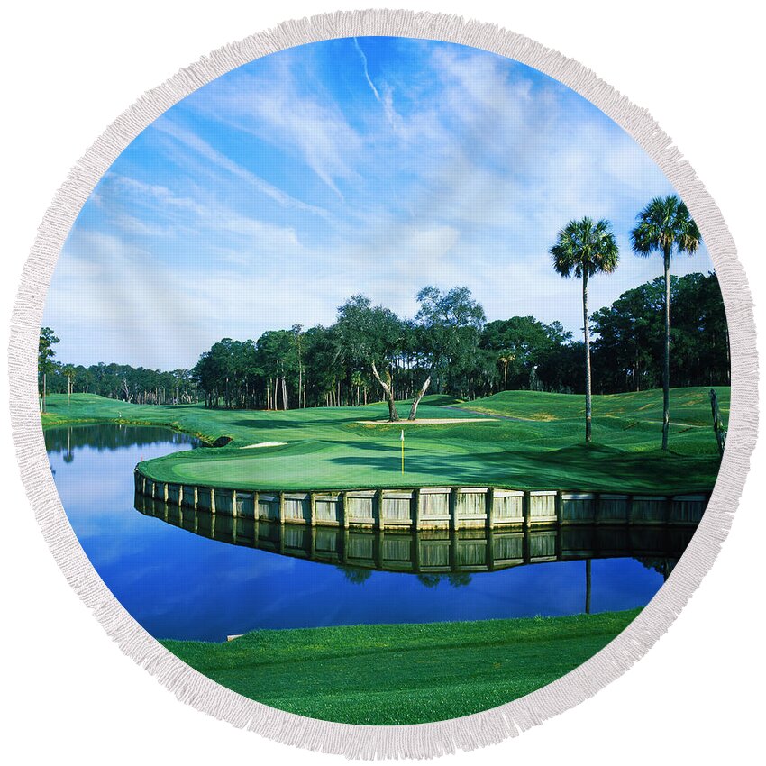 Photography Round Beach Towel featuring the photograph Tpc At Sawgrass, Ponte Vedre Beach, St by Panoramic Images
