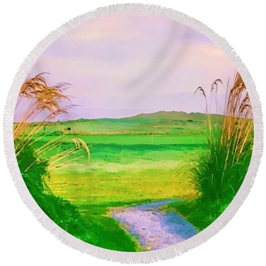 Tralee Ireland Image Round Beach Towel featuring the photograph Tralee Ireland water color effect by Tom Prendergast
