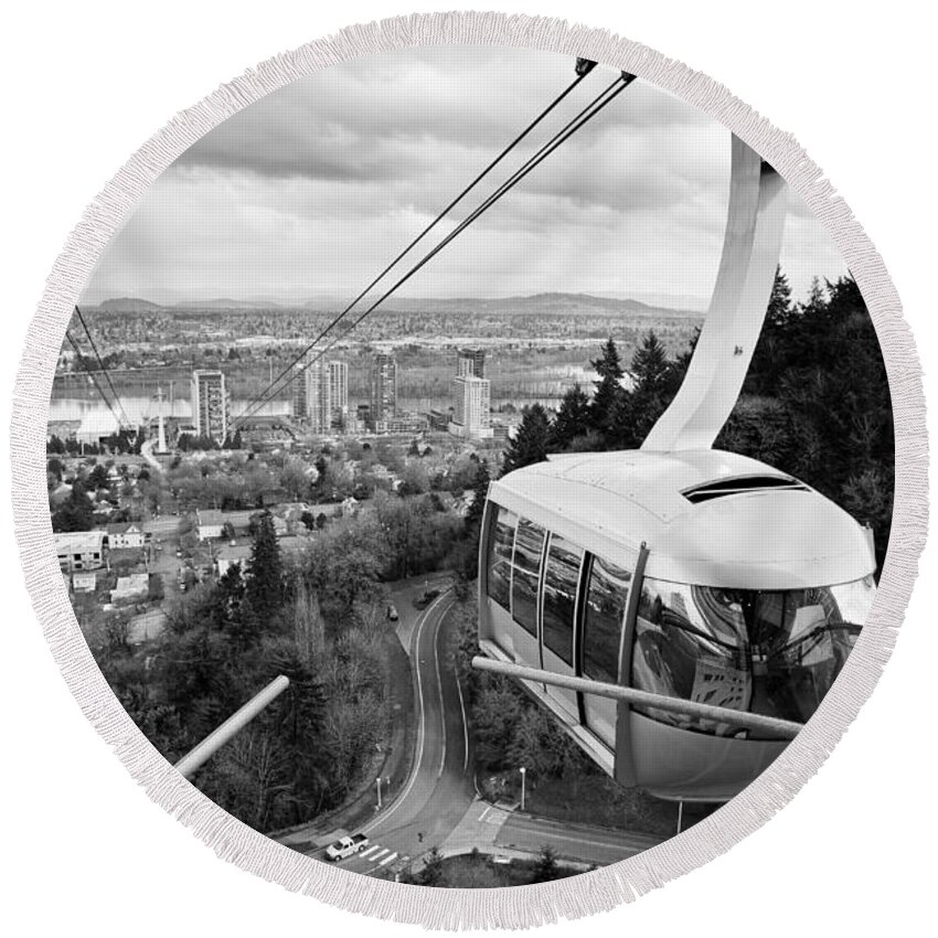 Car Round Beach Towel featuring the photograph Tram by Niels Nielsen