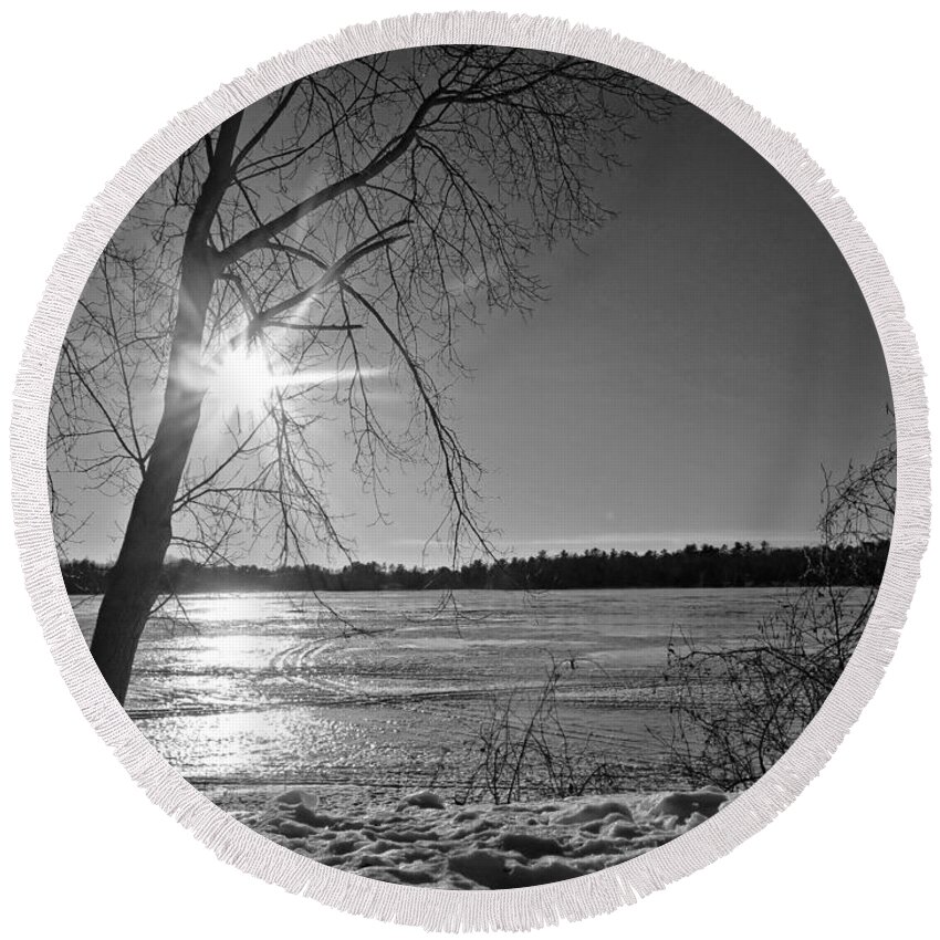 Snow Round Beach Towel featuring the photograph Tranquil Sunset by Ms Judi