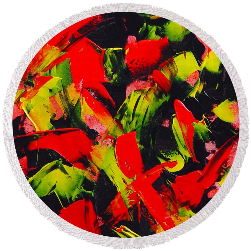 Black Round Beach Towel featuring the painting Transitions III by Dean Triolo