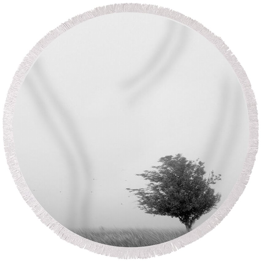 Landscape Round Beach Towel featuring the photograph Tree in the Wind by Mike McGlothlen