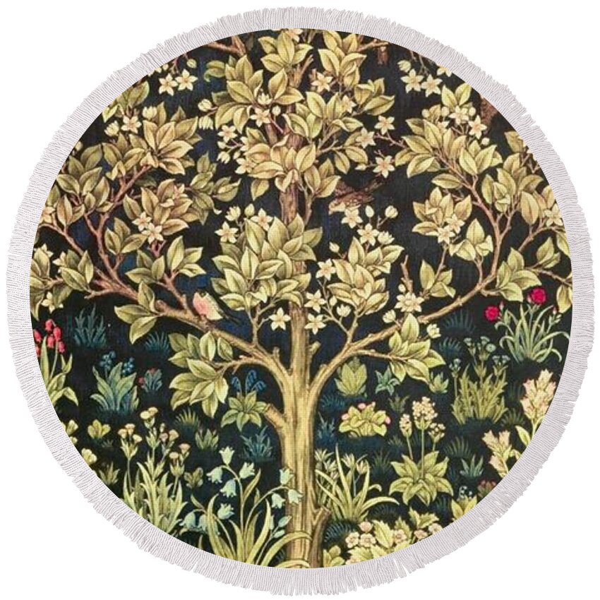 William Morris Round Beach Towel featuring the painting Tree Of Life by William Morris