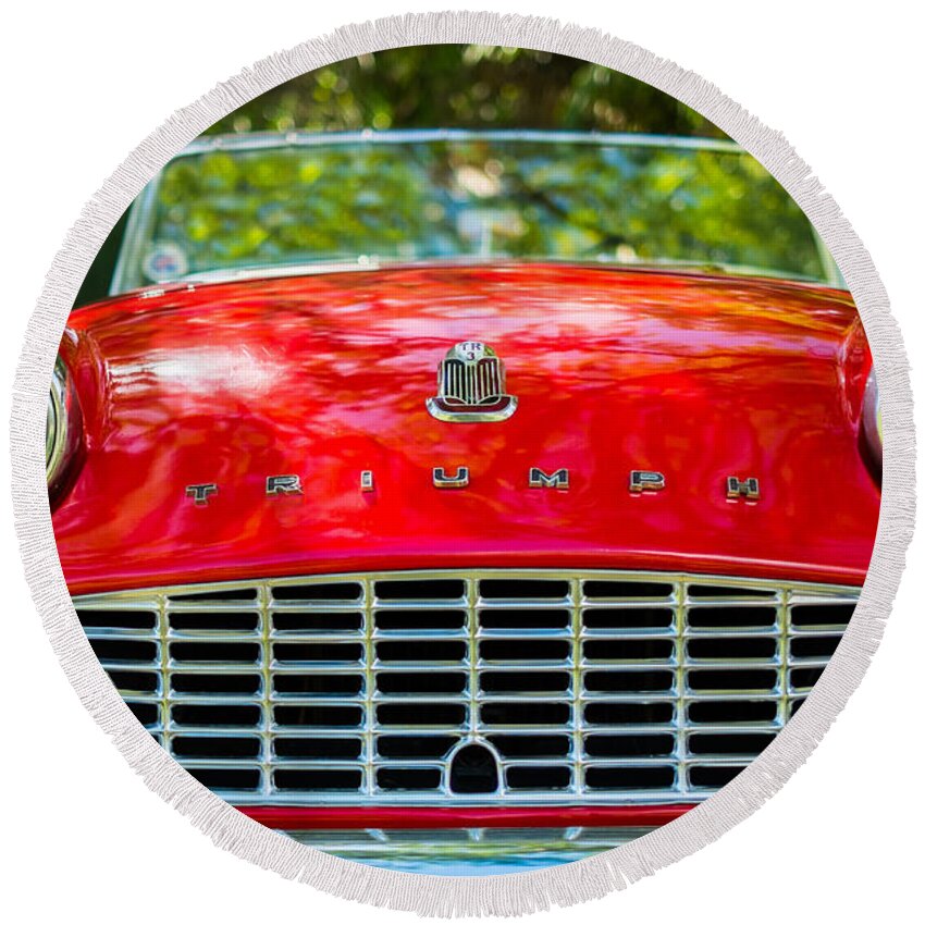 1960s Round Beach Towel featuring the photograph Triumph TR3 by Raul Rodriguez