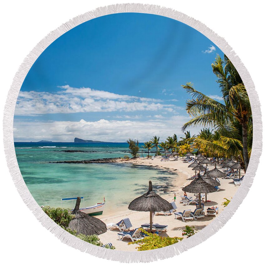 Mauritius Round Beach Towel featuring the photograph Tropical Beach II. Mauritius by Jenny Rainbow