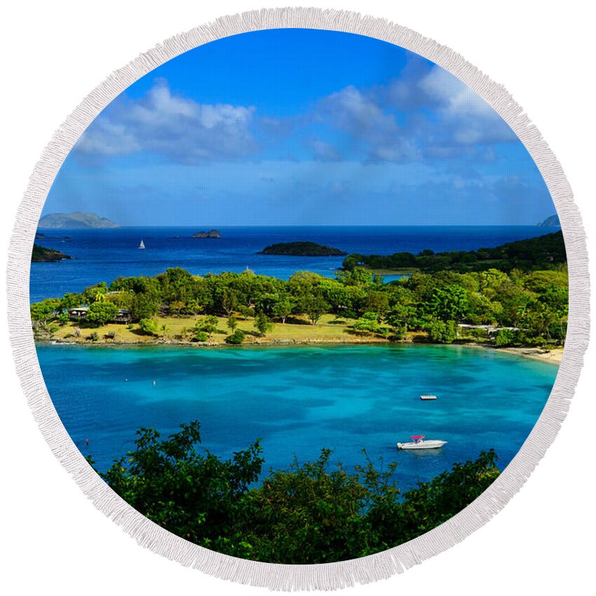 Caribbean Round Beach Towel featuring the photograph Tropical Paradise in the Virgin Islands by Greg Norrell