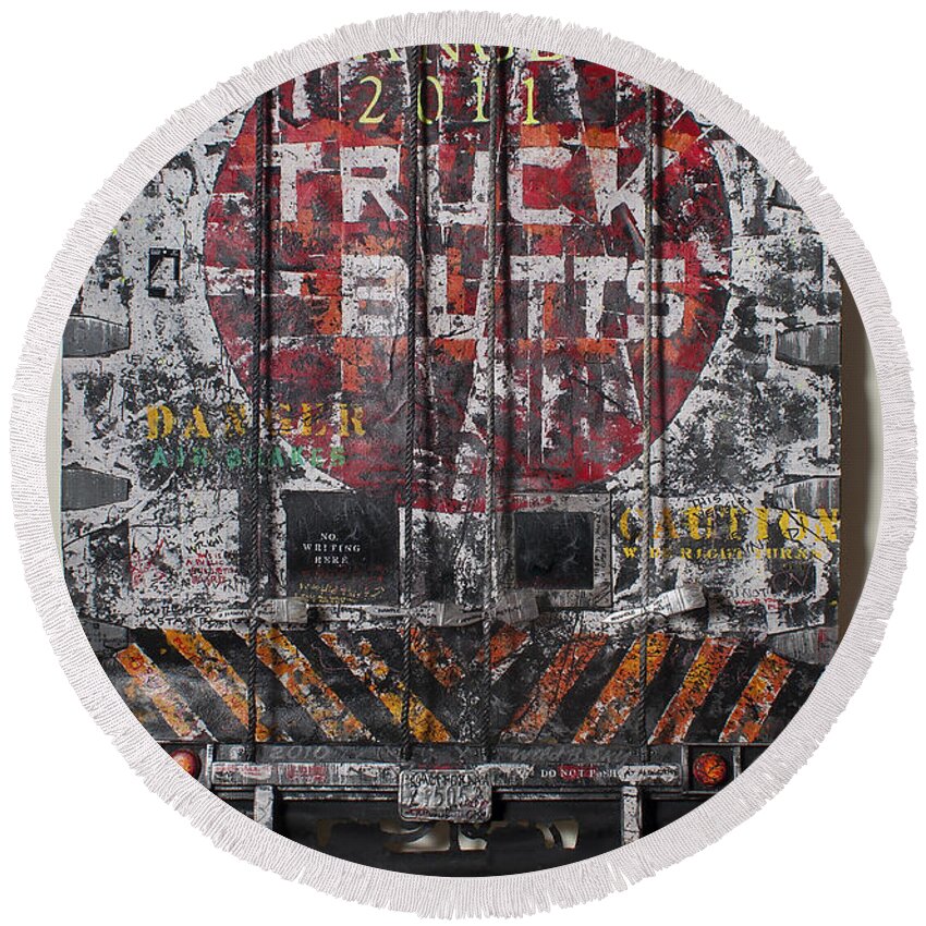 Truck Round Beach Towel featuring the mixed media Truck Butts by Blue Sky