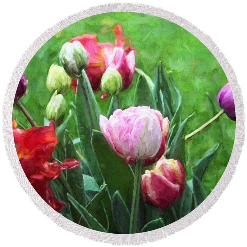 Floral Round Beach Towel featuring the photograph Tulip 54 by Pamela Cooper
