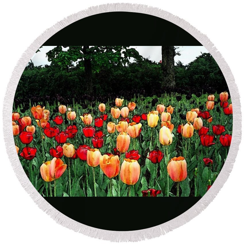 Tulips Round Beach Towel featuring the photograph Tulip Festival by Zinvolle Art