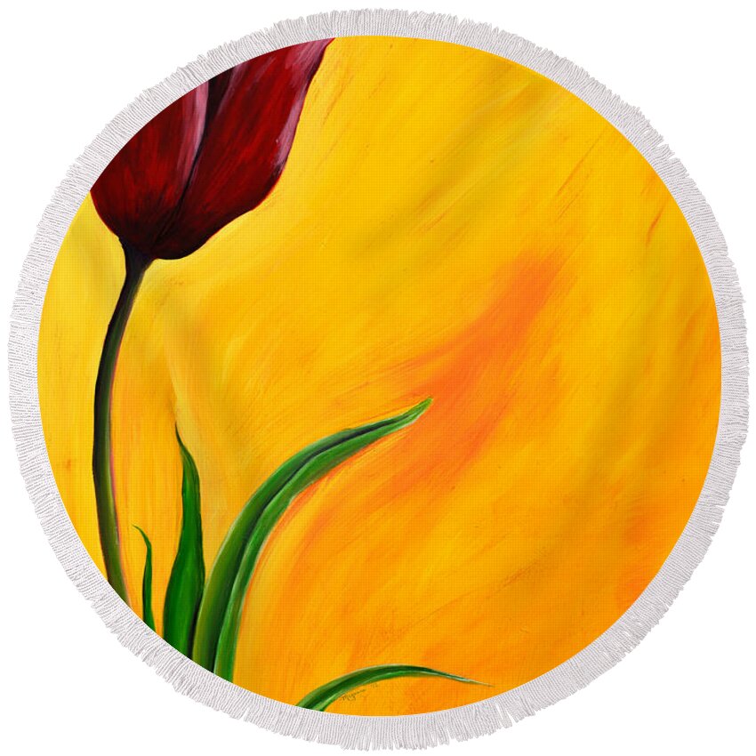 Tulip Round Beach Towel featuring the painting Tulip by Meganne Peck
