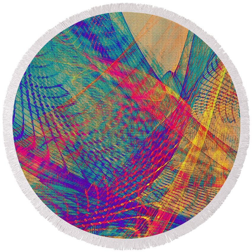 Tulle Hills Round Beach Towel featuring the digital art Tulle Hills by Klara Acel