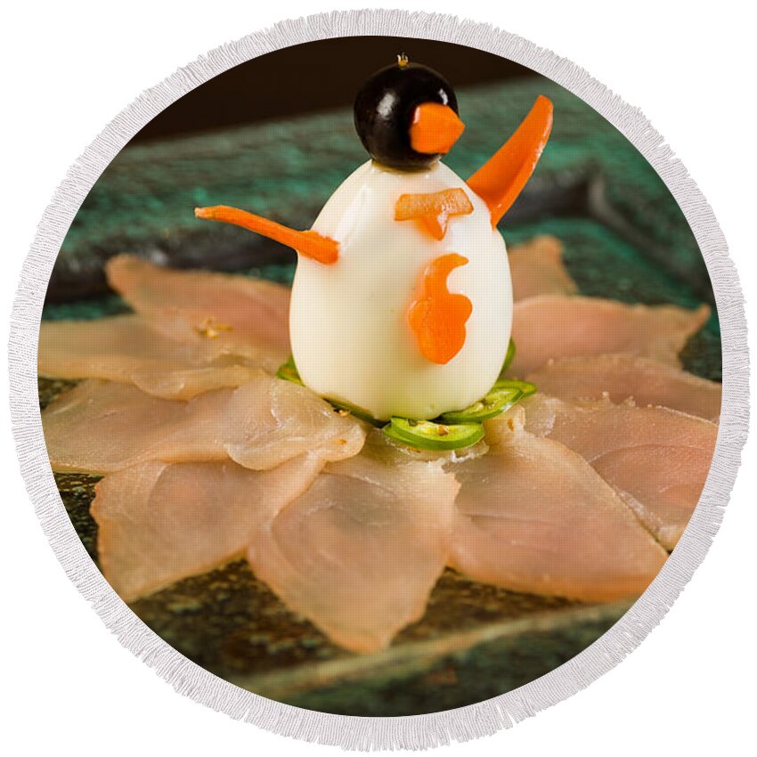 Asian Round Beach Towel featuring the photograph Tuna Appetizer by Raul Rodriguez