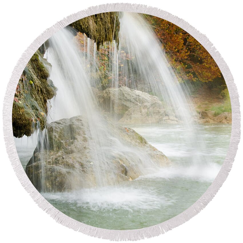 Turner Falls Round Beach Towel featuring the photograph Turner Falls #2 by Betty LaRue