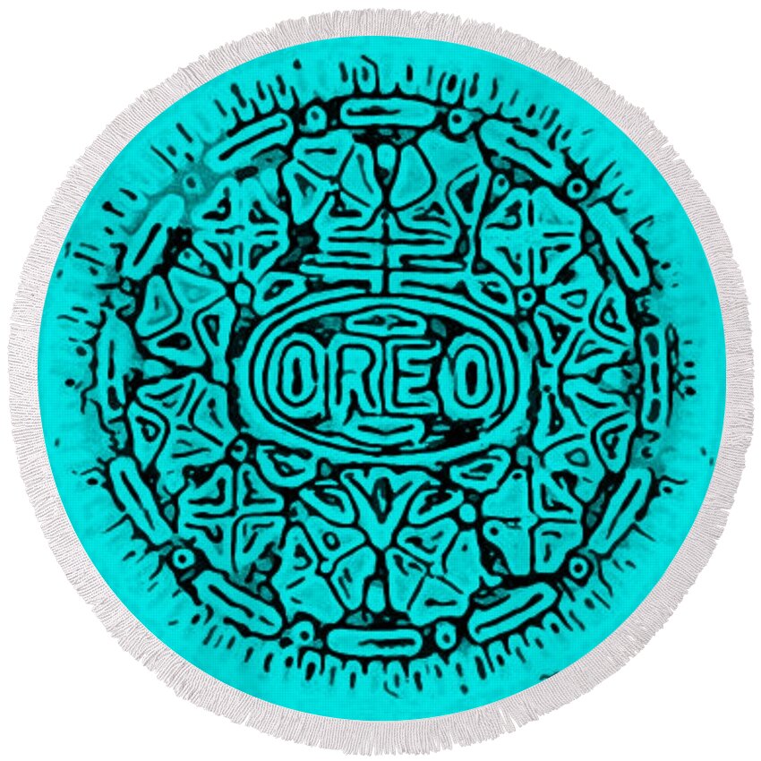 Oreo Round Beach Towel featuring the photograph Turquoise Oreo by Rob Hans