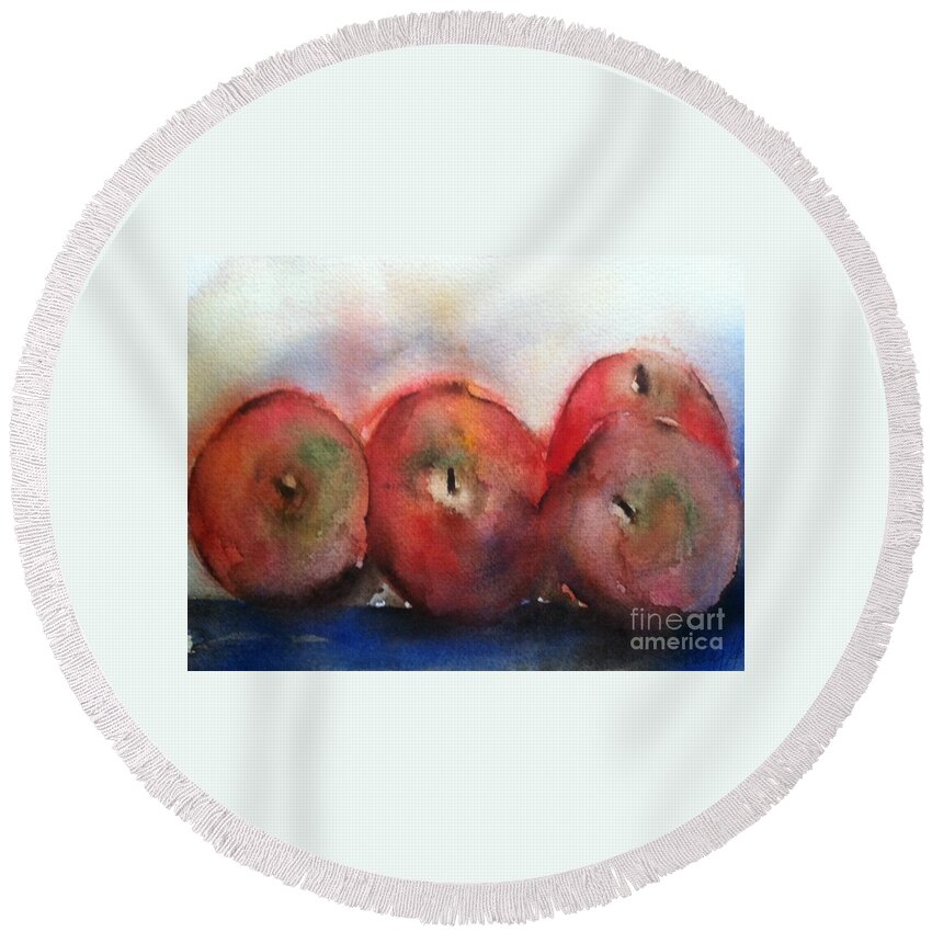 Orchards Round Beach Towel featuring the painting Two Pairs by Sherry Harradence
