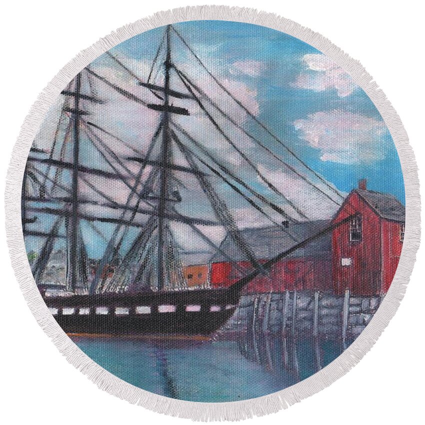 Bradley Wharf Round Beach Towel featuring the painting Unconstitutional by Cliff Wilson