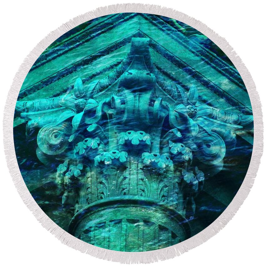 Ancient Architecture Round Beach Towel featuring the photograph Underwater Ancient Beautiful creation by Lilia D