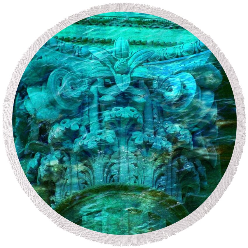 Ancient Architecture Round Beach Towel featuring the photograph Underwater Beautiful creation by Lilia S