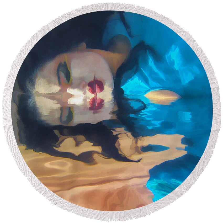 Underwater Round Beach Towel featuring the photograph Underwater Geisha Abstract 1 by Scott Campbell