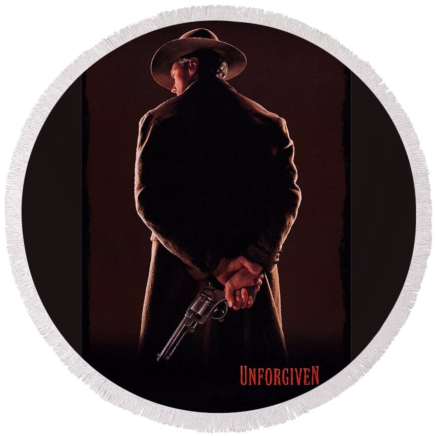 Unforgiven Round Beach Towel featuring the photograph Unforgiven by Movie Poster Prints