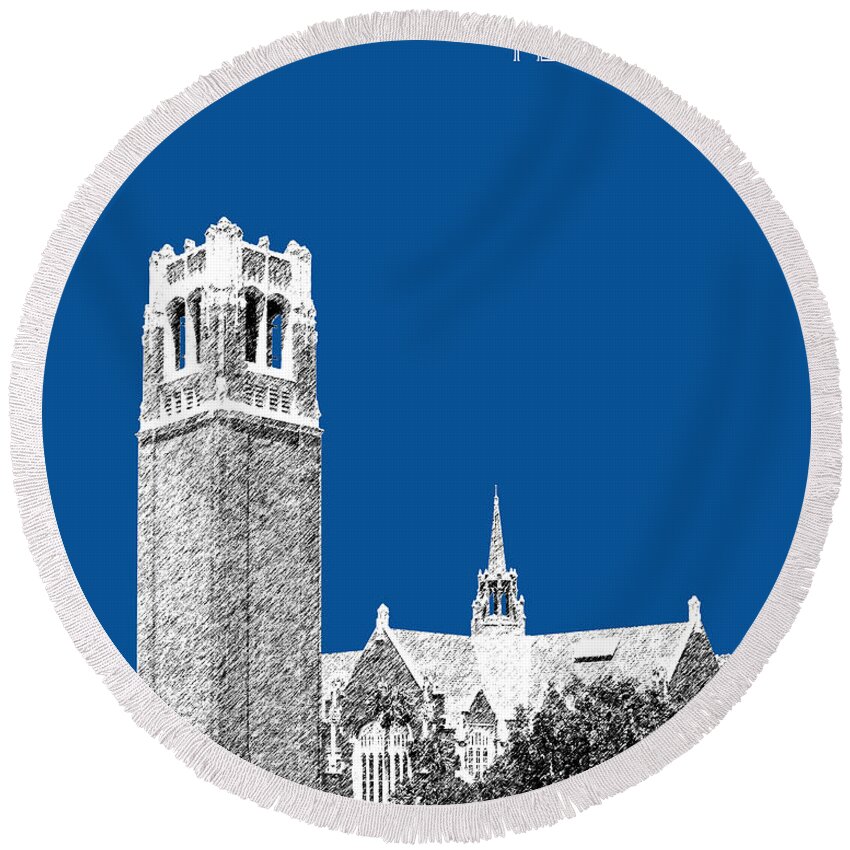 University Round Beach Towel featuring the digital art University of Florida - Royal Blue by DB Artist