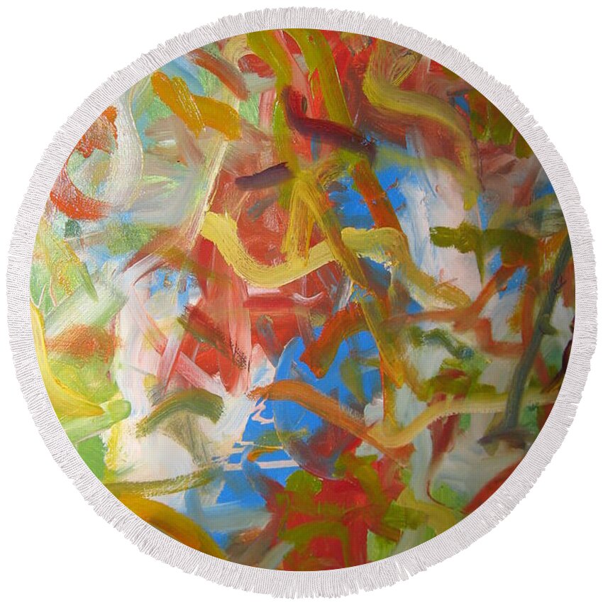 Nature Round Beach Towel featuring the painting Untitled #6 by Steven Miller