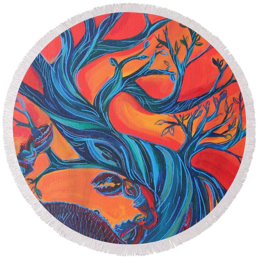 Crab Round Beach Towel featuring the painting Untitled by Kate Fortin