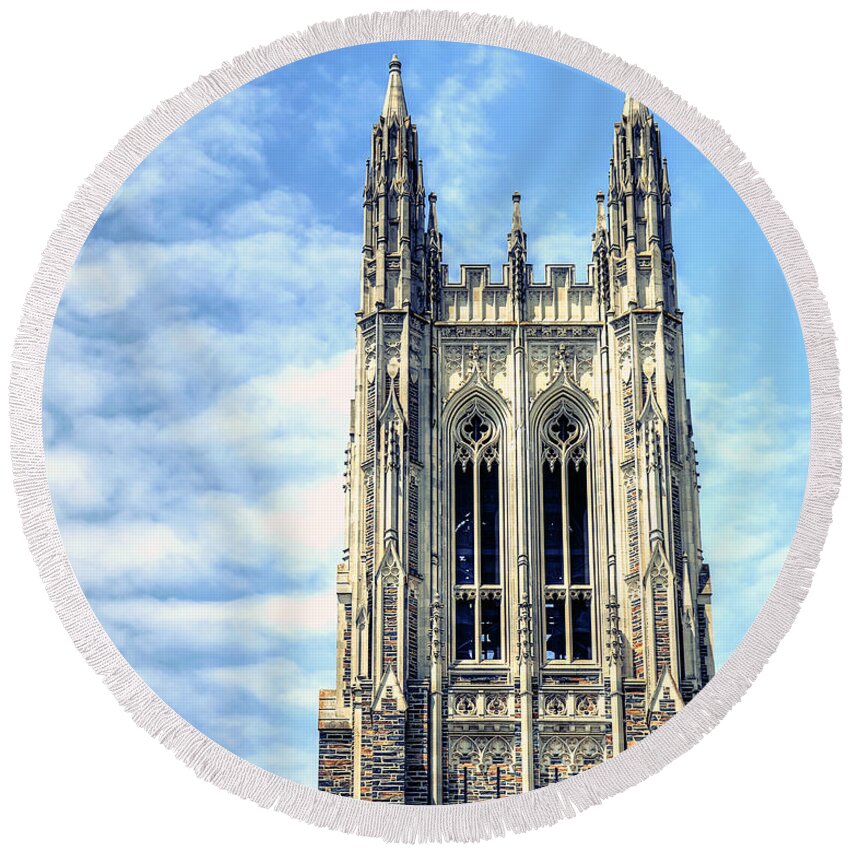 Duke Chapel Round Beach Towel featuring the photograph Up in the Sky by Kadwell Enz