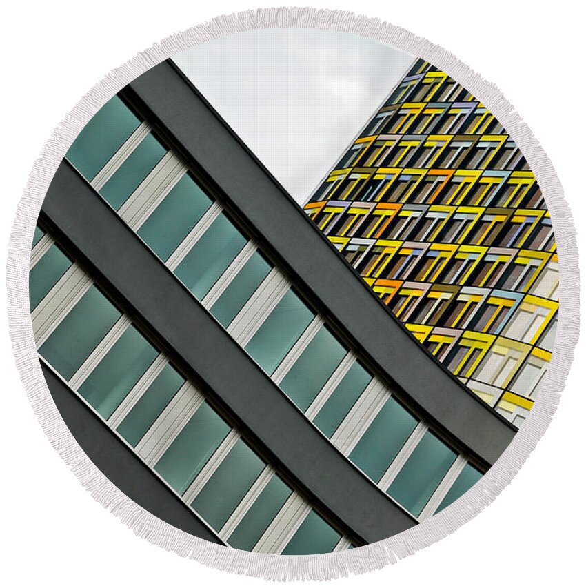 Adac Round Beach Towel featuring the photograph urban rectangles III by Hannes Cmarits