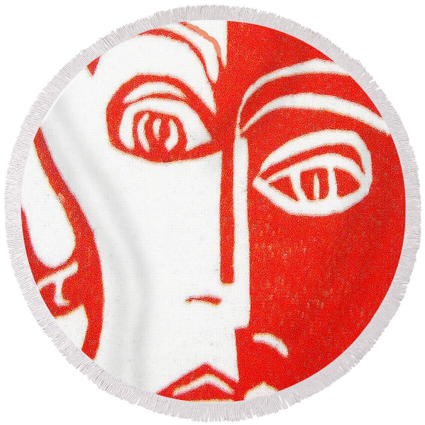 Red Round Beach Towel featuring the drawing Vanity by Donna Tucker