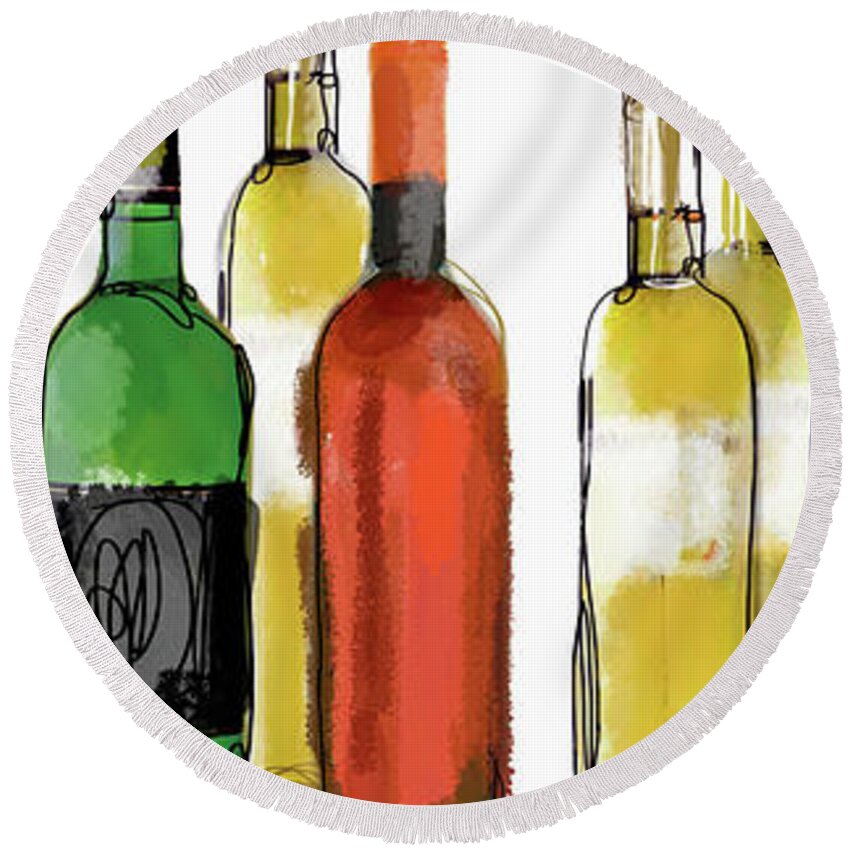 Abundance Round Beach Towel featuring the photograph Various Wine Bottles by Ikon Ikon Images