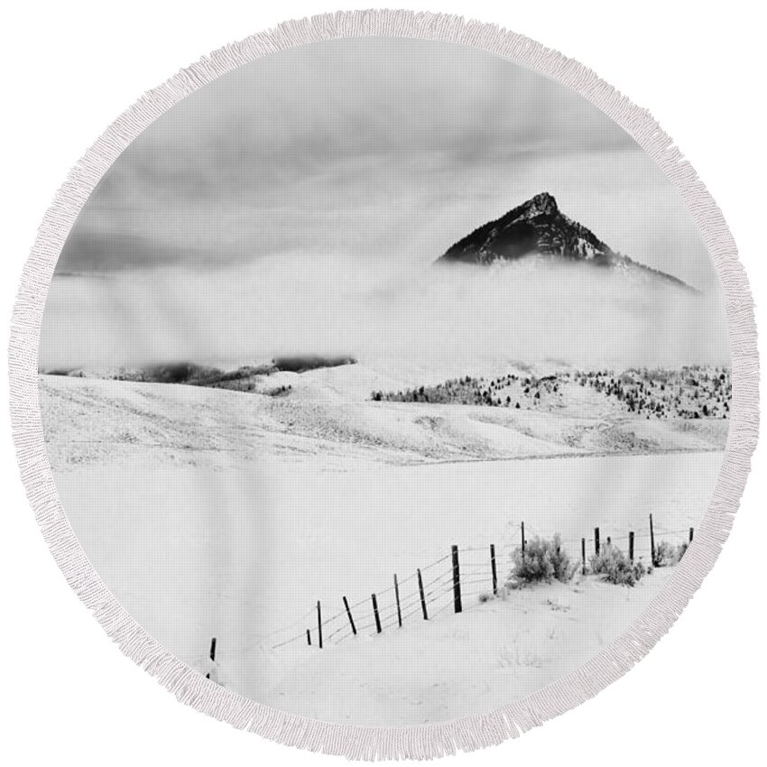 Colorado Round Beach Towel featuring the photograph Veiled Winter Peak by Kristal Kraft