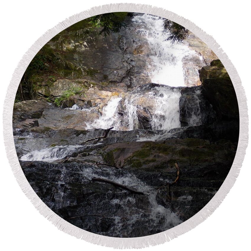 Waterfalls Round Beach Towel featuring the photograph Vermont Waterfall by Catherine Gagne