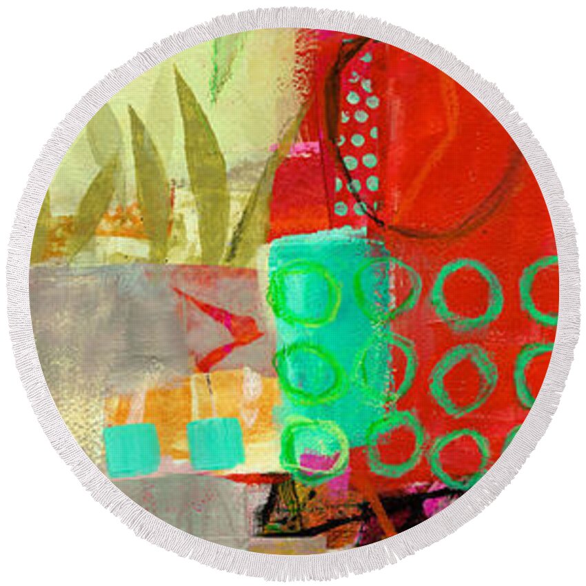 Vertical Round Beach Towel featuring the painting Vertical 5 by Jane Davies