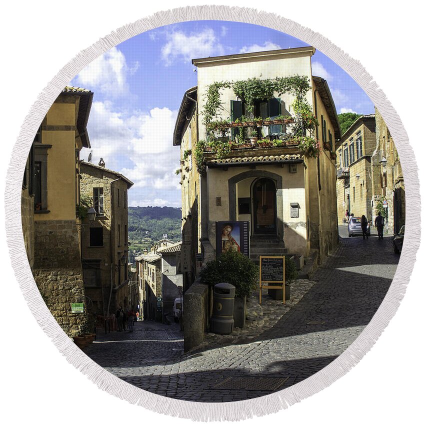 Orvieto Round Beach Towel featuring the photograph Orvieto, Italy by Weir Here And There