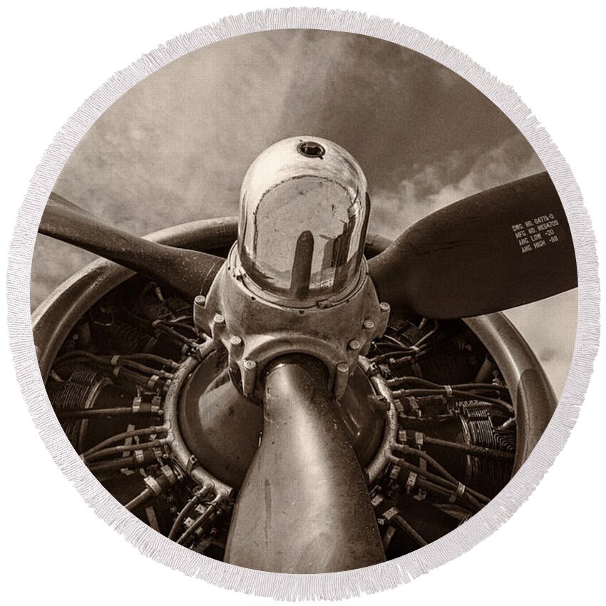 3scape Round Beach Towel featuring the photograph Vintage B-17 by Adam Romanowicz